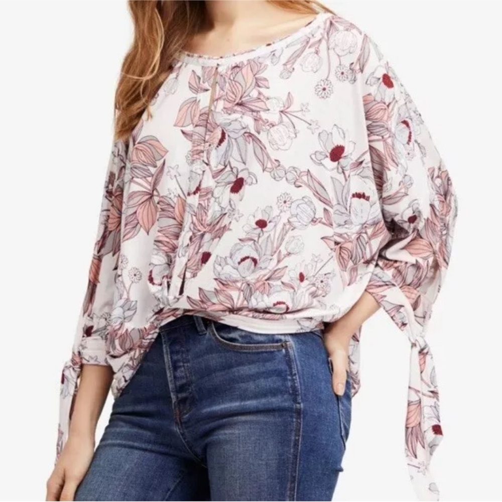 Free People Keepin' On Floral Blouse Top Boho Festival Retro Hipster Fall